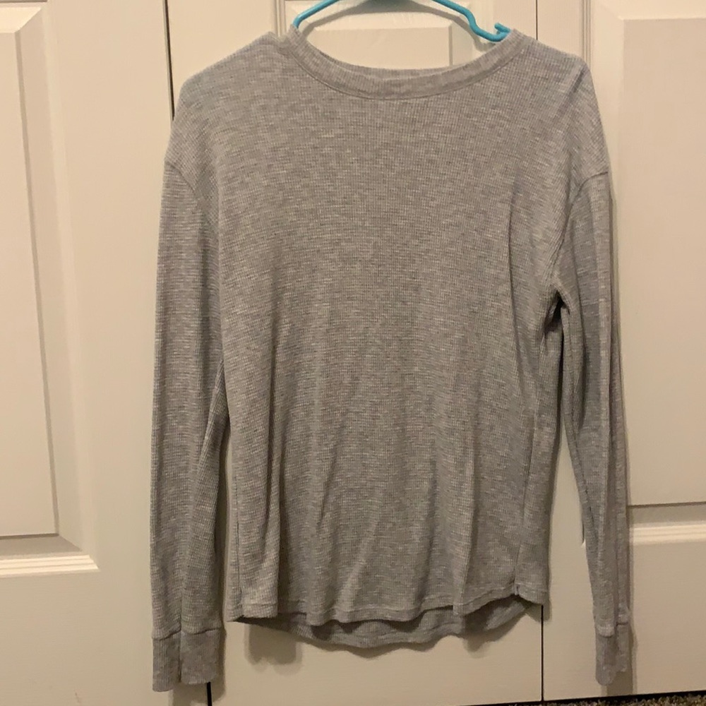 Long sleeve waffle knit shirt